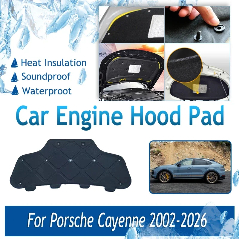 

Car Engine Hood Pad For Porsche Cayenne 9PA 92A 9YA/9YB 2002-2026 Soundproof Cover Front Engine Sound Insulation Car Accessories