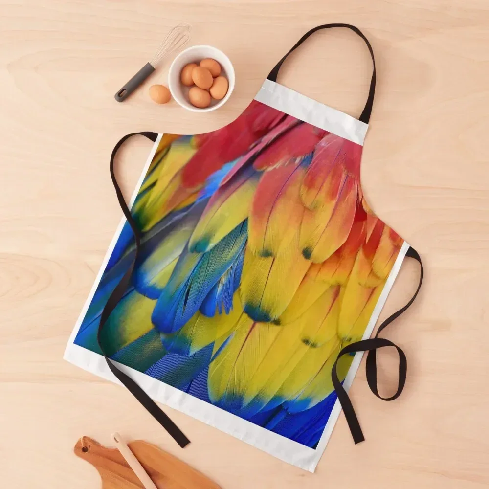

Closeup Colorful Parrot Feathers Apron Kitchen Special Accessories home women Kitchen New 2022 Year Apron