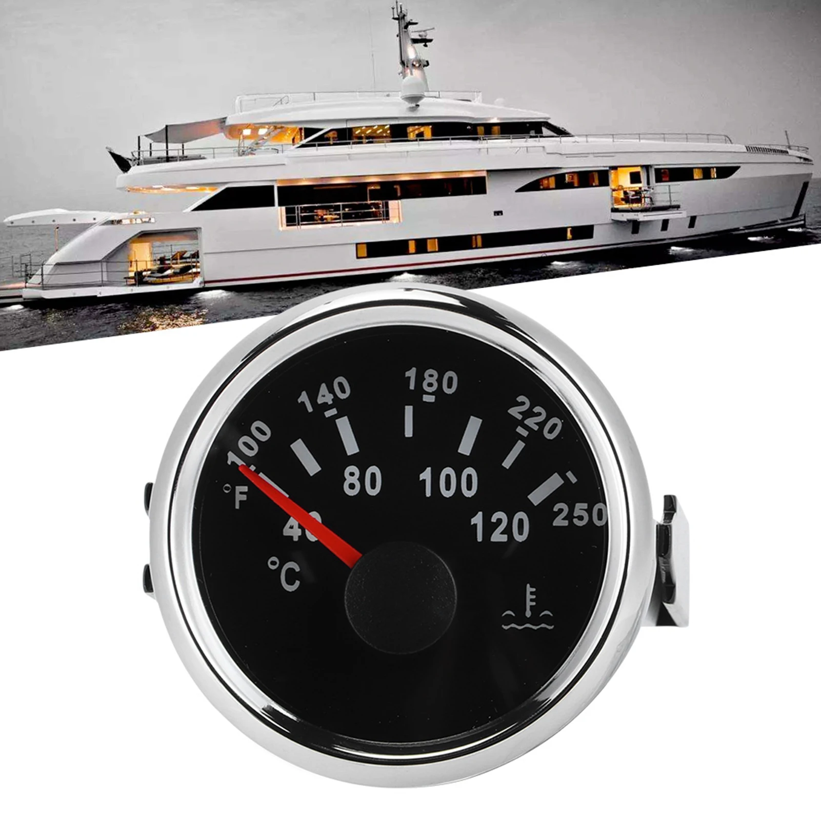 

Датчик температуры воды 2 дюйма (52 мм) для морских двигателей, 40-120 градусов ℃ Измеритель температуры воды для лодок и автодомов