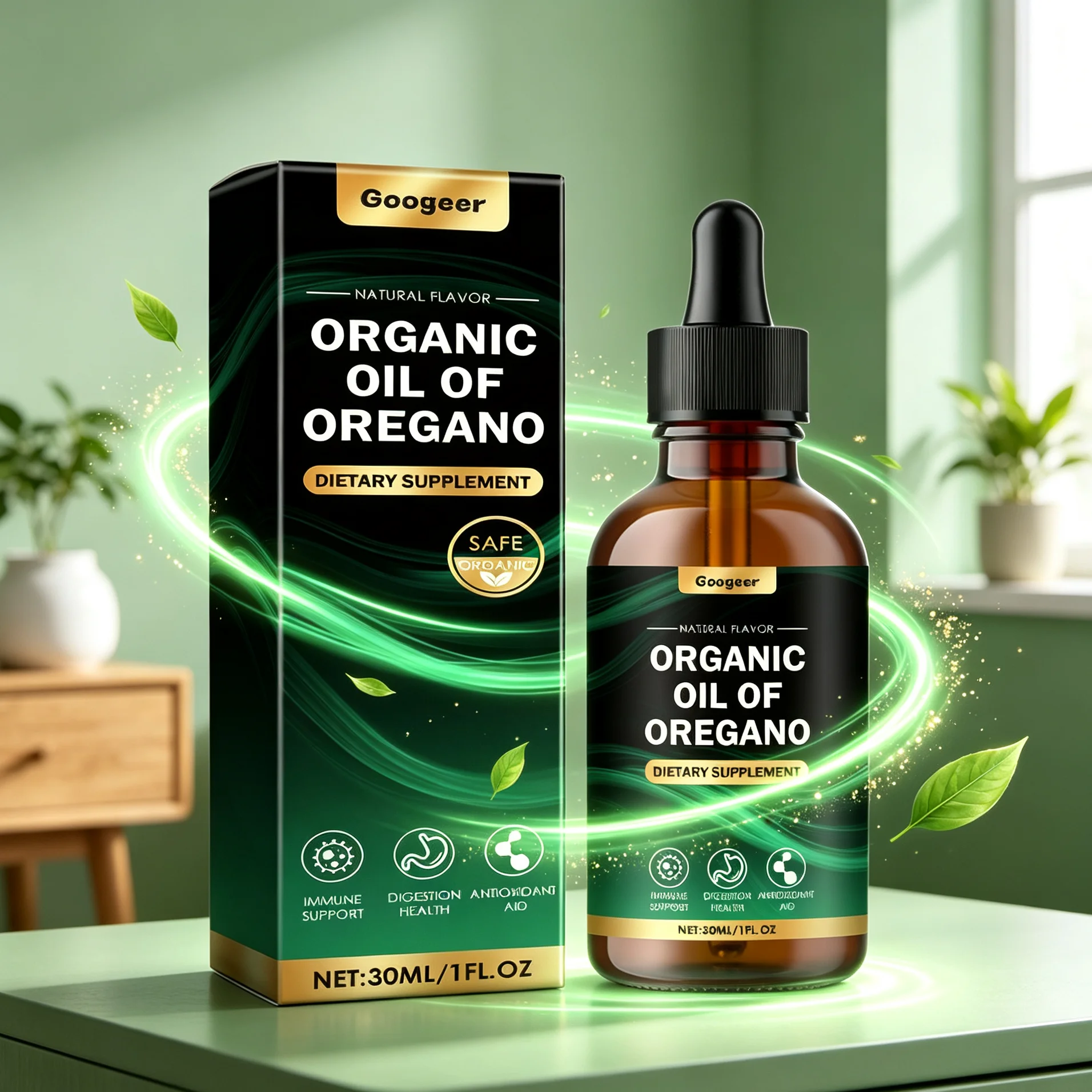 100% Natural Organic Oregano Essential Oil Drops High Potency Carvacrol Alcohol Free Oral Liquid Immune Boost Supplement