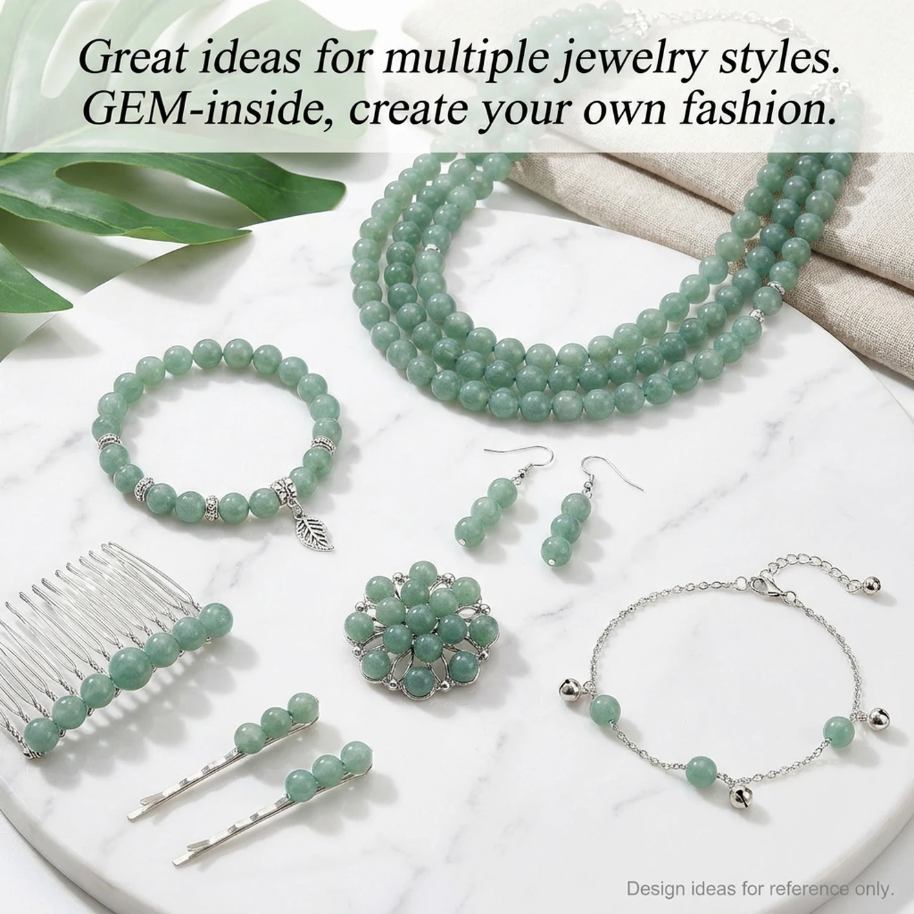 Round Natural Green Aventurines Jades Fashion Jewelry DIY Beads For Women Bracelet & Necklace Making Strand 15inch