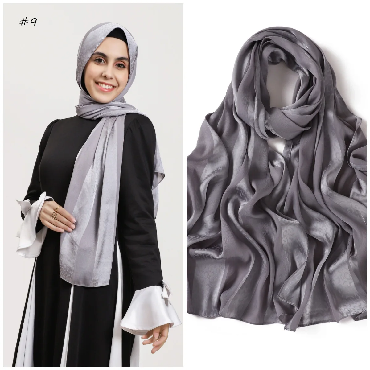 Elegante Muslimische Hijab Frauen Böhmischen Weichen Satin Islam Ramadan Hijabs Foulard Femme Schal Wrap Schal Kopftuch Bufanda Stirnband – Detail 22