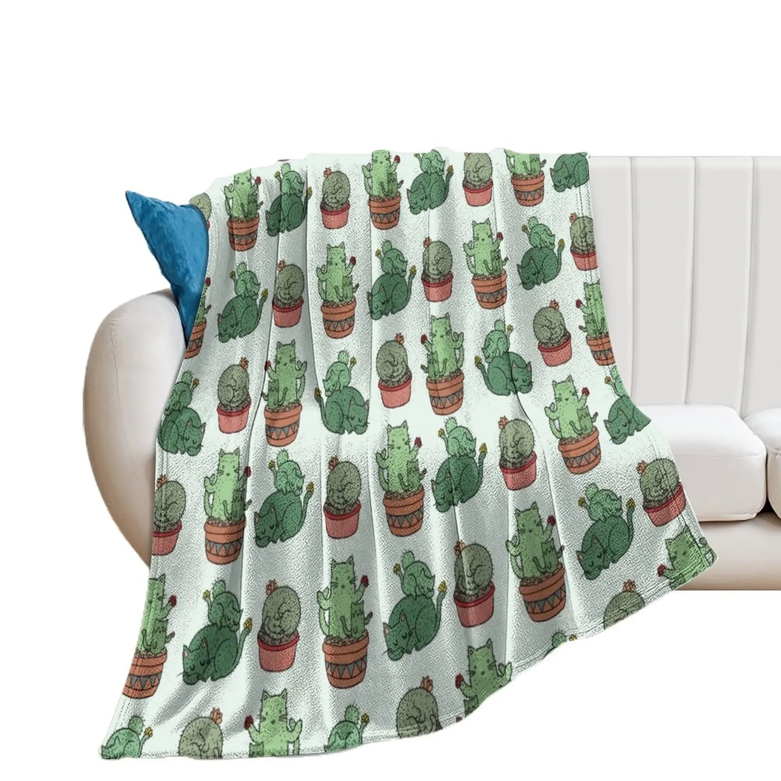 

Cactus Cats Throw Blanket Large christmas gifts Travel Blankets