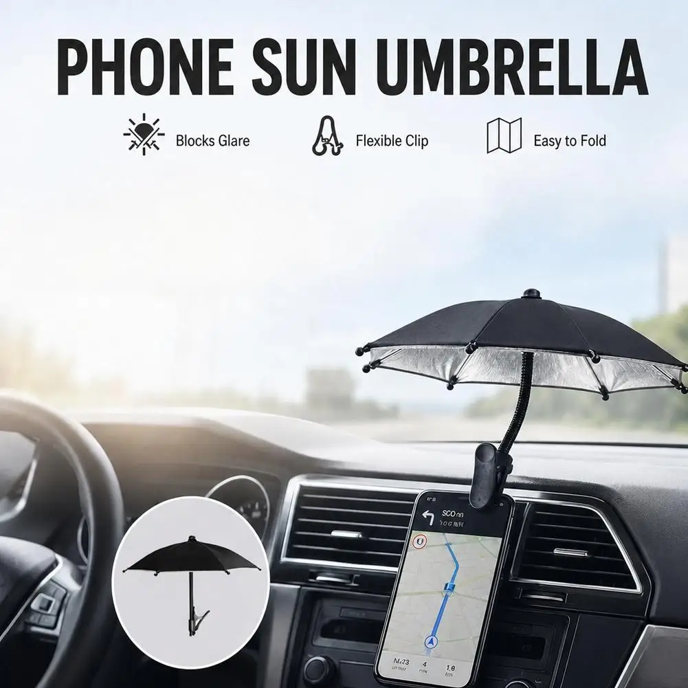Bending Design Car Mobile Phone Sunshade Anti-glare Non-slip Car Phone Holder Shelter From Rain Metal Hose Auto Phone Bracket