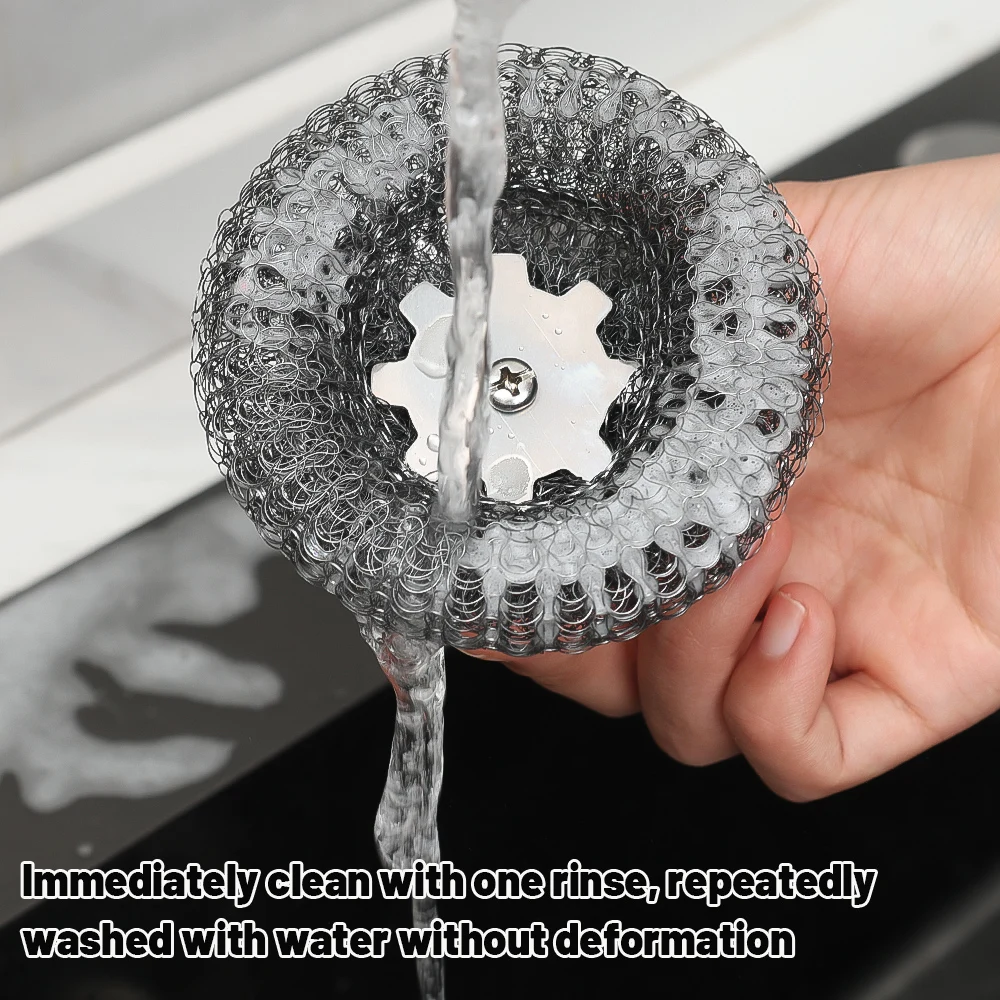 Stainless Steel Pot Brush With Handles Dishwashing Wire Ball Heavy Duty Metal Scrubber For Dishes Pan Household Cleaning Tools
