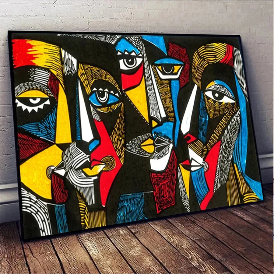 Picasso caras abstractas coloridas pintura de diamante punto de cruz mosaico de diamantes completo 5D DIY mujeres africanas bordado 3D decoración del hogar