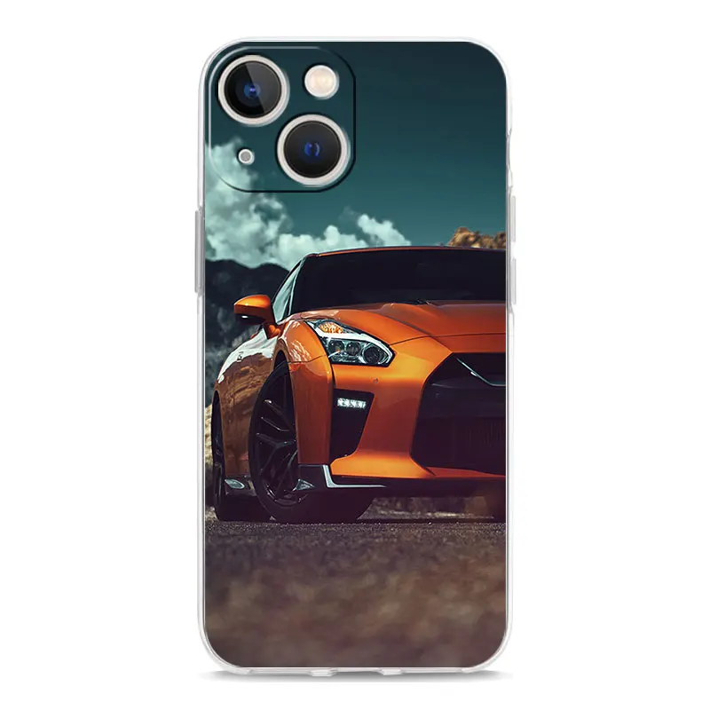 GTR-Coque de téléphone en silicone souple transparent pour voiture de sport, coque pour iPhone 11 12 13 15 14 Pro Max XS 7 8 Plus Poly X SE 2020
