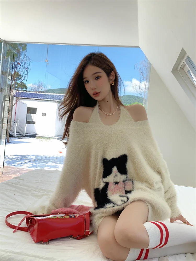 

Loose V-Ne Knitwear Women's Autumn Winter Two-Piece Set Comfortable Long Sve Sweater Outerwear Sweet Sle Earth Store