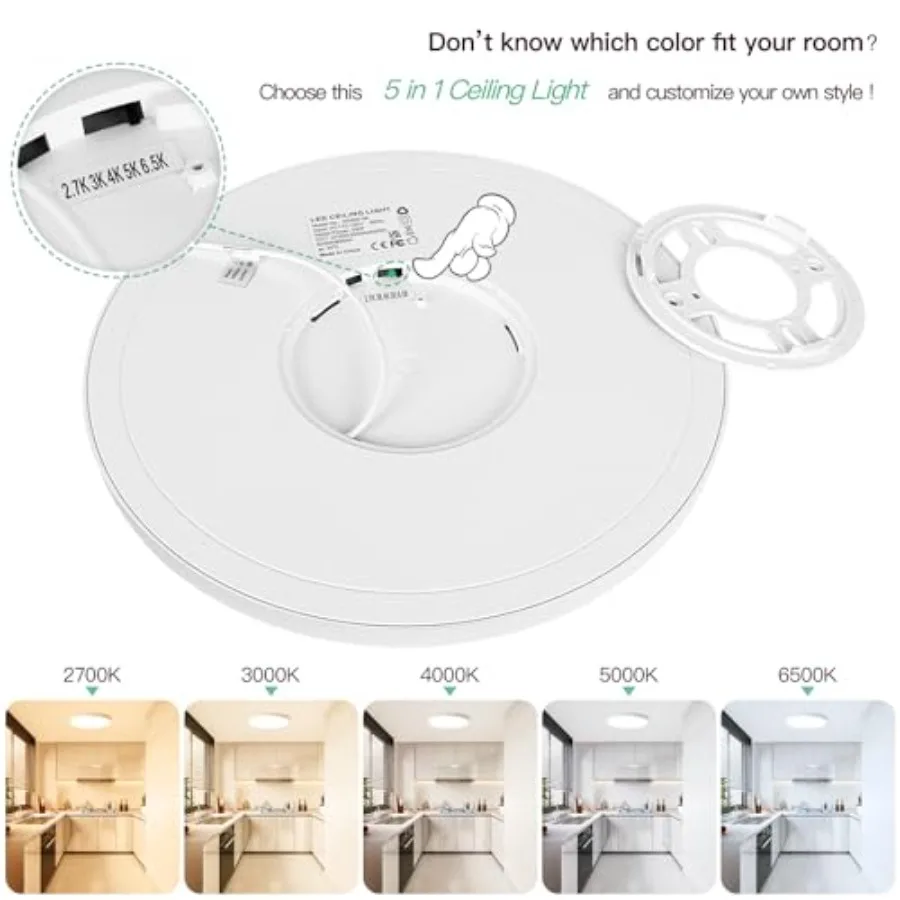 4Pack LED Flush Mount Ceiling Light Fixture 12 Inch 24W Super Slim 0.67 Inch 3200LM Dimmable and 2700K-6500K 5 Color Selectable