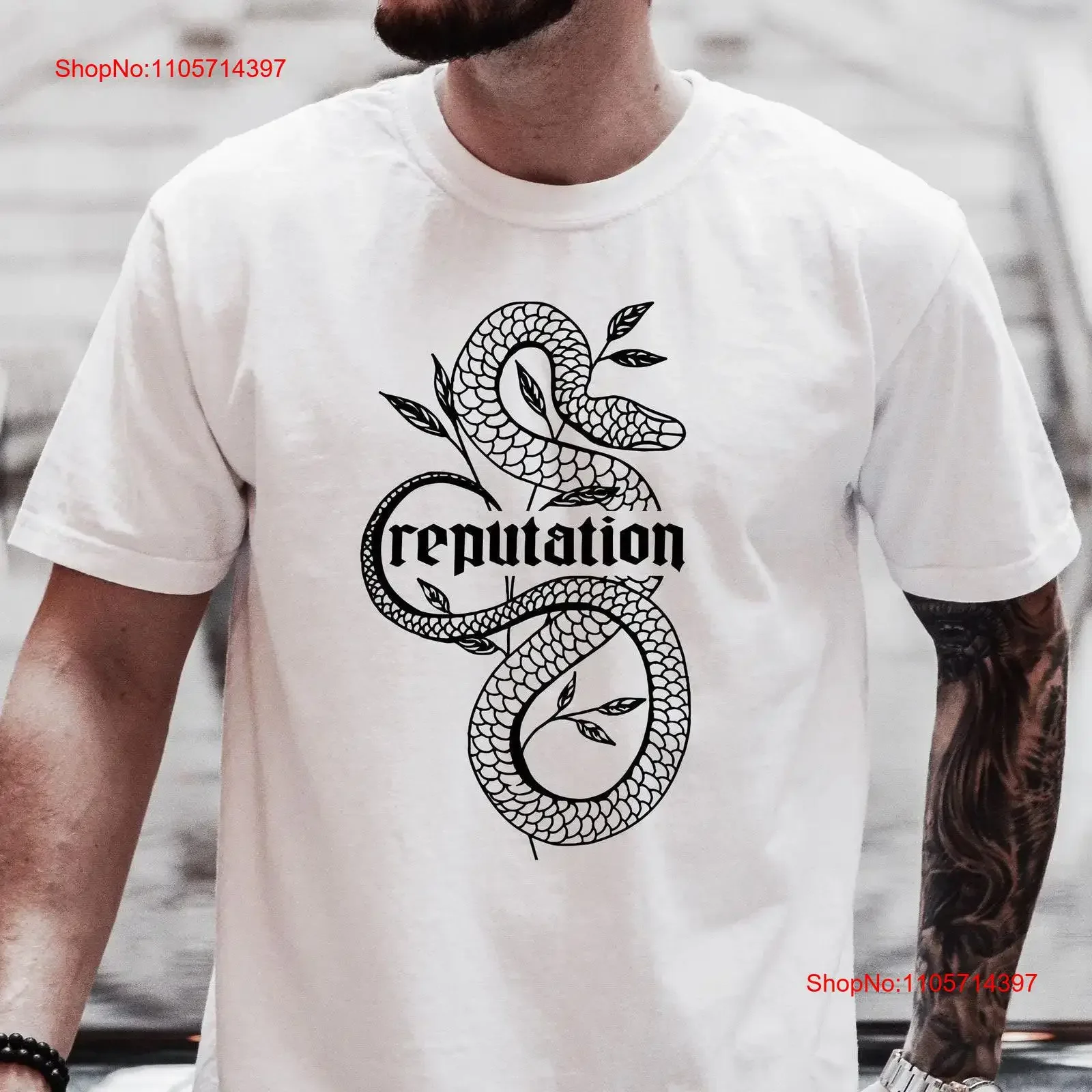 Vintage Reputation Snake T Shirt SweaT Rep For Fan vintage Washed streetwear Slightly Soft Versatile graphic Stretched