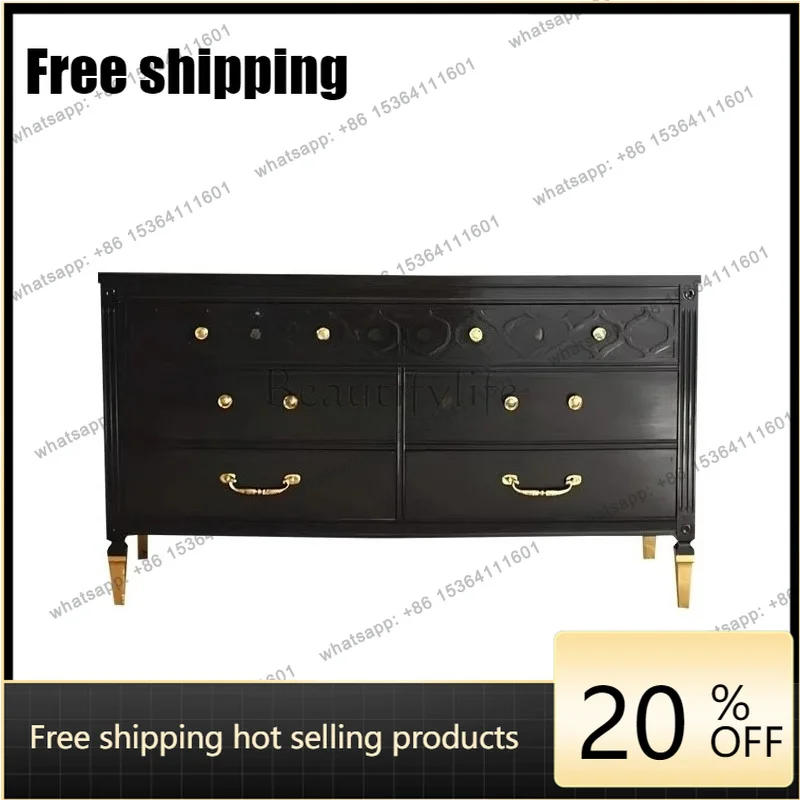 jj5 French Cream Style Bedroom Entry Entrance Cabinet Living Room Decoration Solid Wood Drawer Cabinet