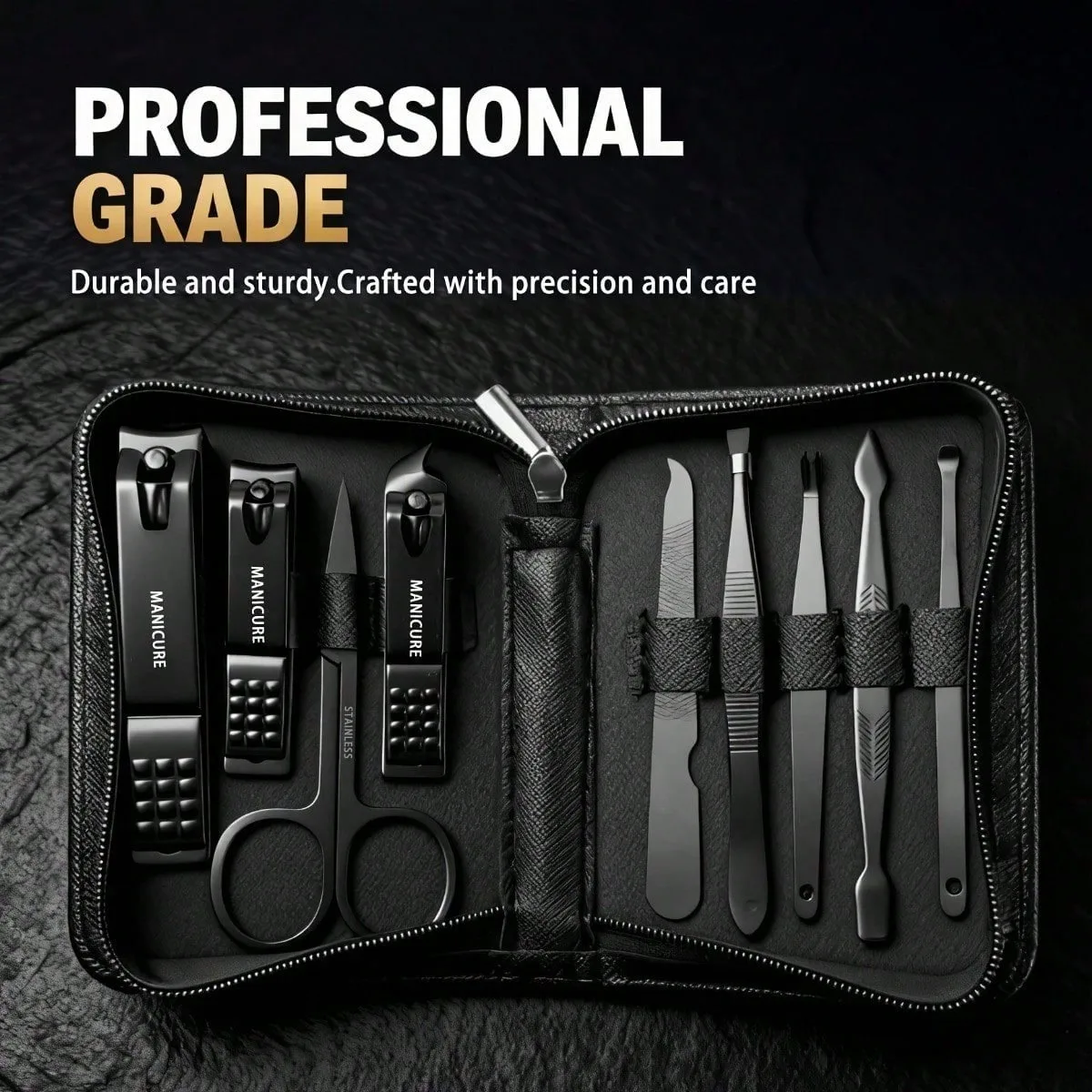 

6/9pcs Professional Nail Care Kit with Travel Case - Stainless Steel Cuticle Pliers, Hand & Foot Care Tools Nail Clippers