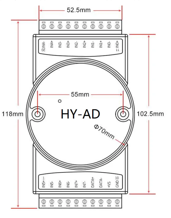 HY-AD analog signal to RS485 converter  data acquisition module 0-20mA 4-20mA  0-5V 1-5V  MODBUS-RTU protocol switcher