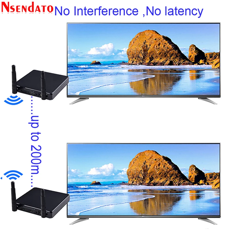 Measy FHD686 5.8 جيجا هرتز 200 متر لاسلكي HDMI متوافق مع جهاز إرسال الفيديو المرسل استقبال موسع أطقم للكمبيوتر TV صندوق DVD العارض