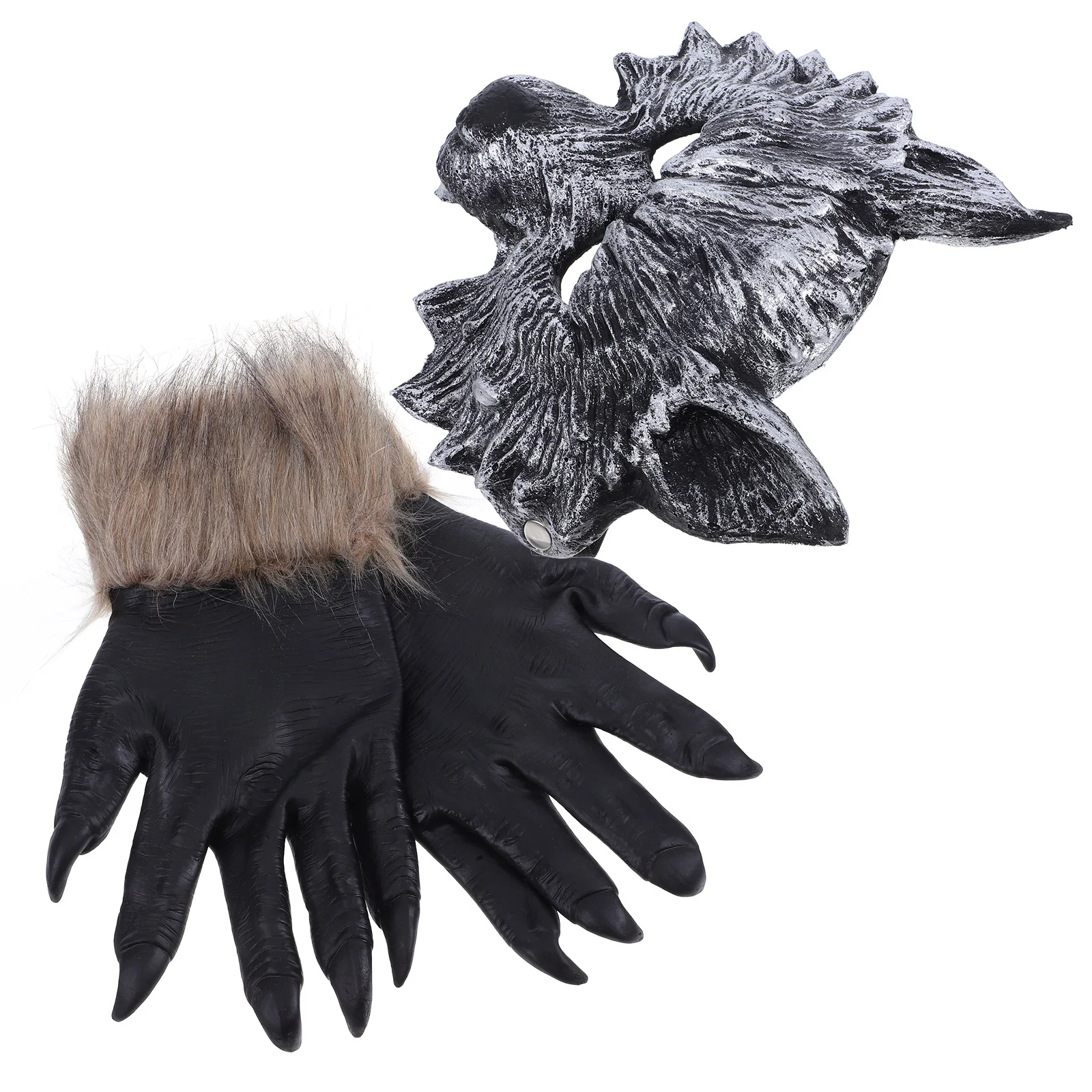 1 zestaw 1 Zestaw Maska Wilka Rękawice Winylowa Maska Horror Kostium Maski dla Kobiet i Mężczyzn na Halloween Imprezę Taneczną Występ Hip Hop Akcesoria do Odgrywania Ról