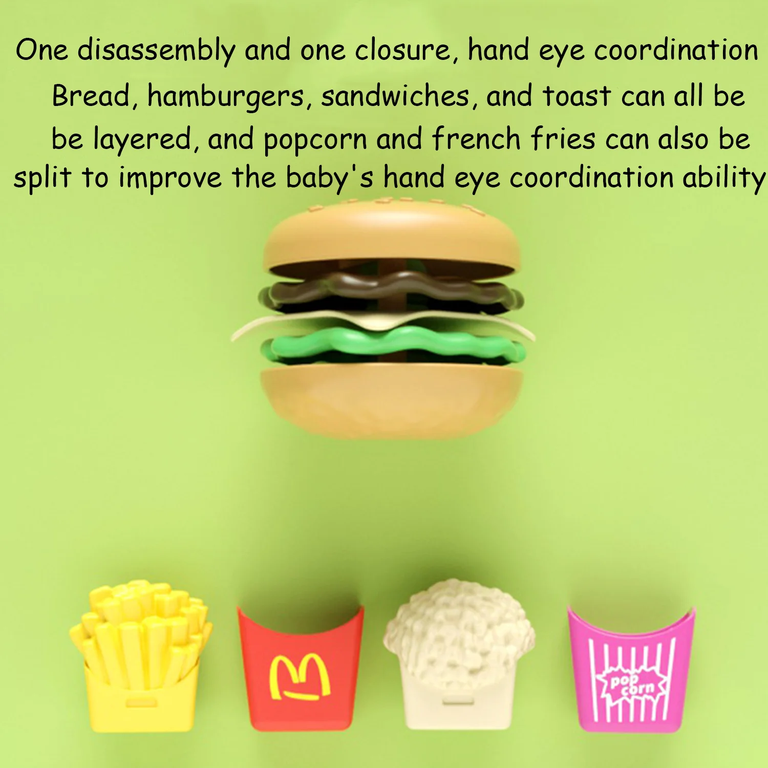 مجموعة من الهامبرغر البلاستيكي القابل للفصل للأطفال ، مجموعة من 9 أجزاء