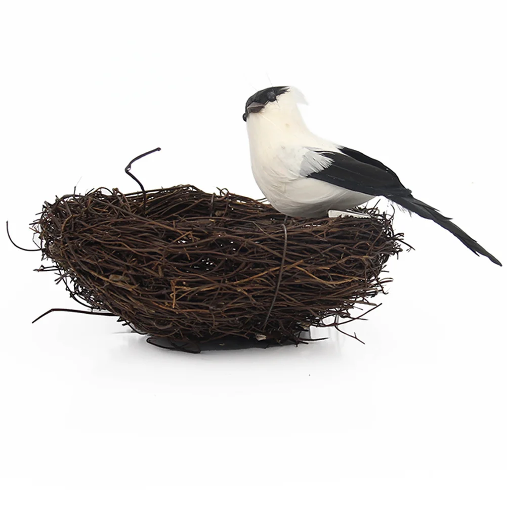 

5Pcs Bird Nest Bird Egg Ornament Set Rattan Foam Natural Materials Home Office Store Bar Decor DIY Micro Landscape Photography