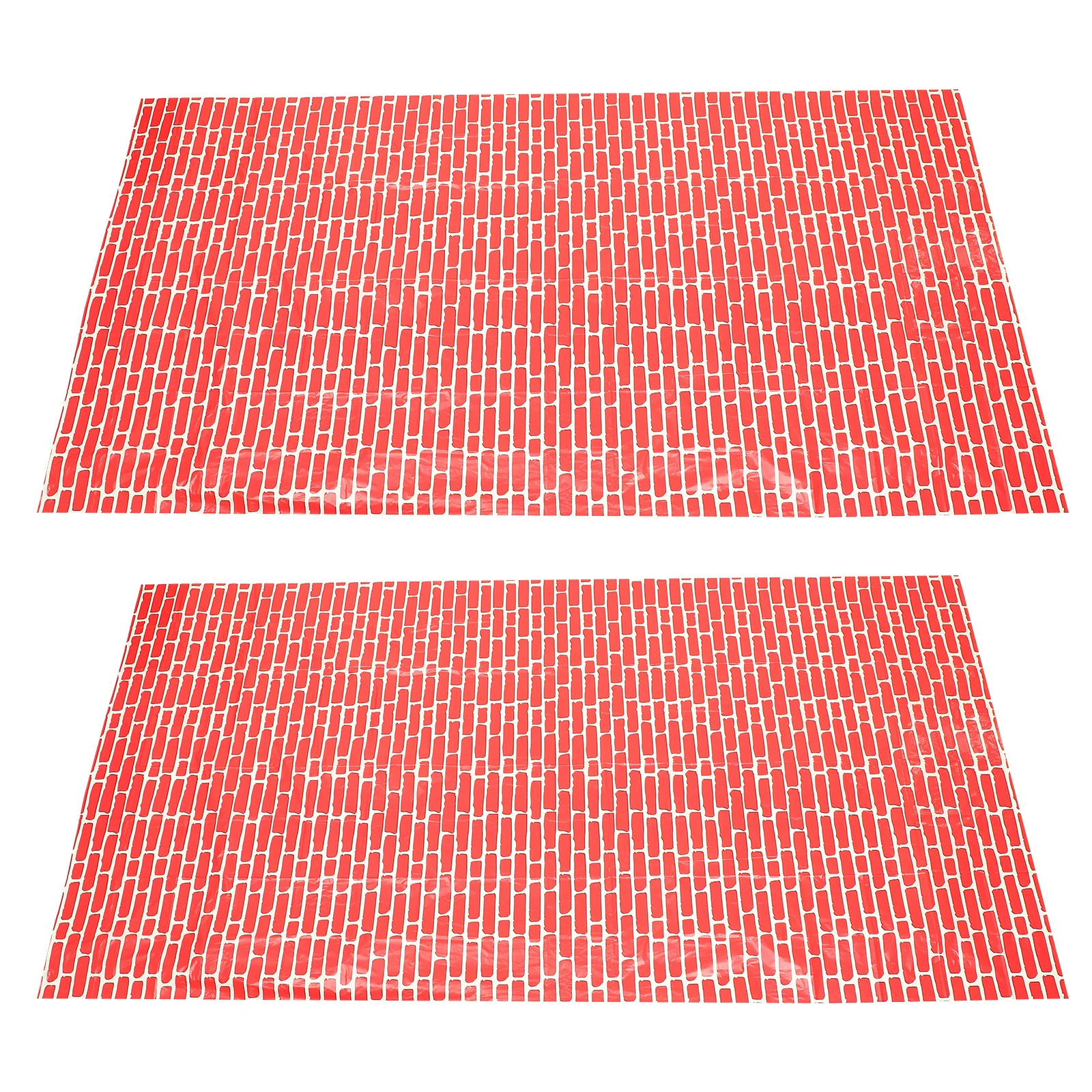 

2pcs Christmas Tablecloth Red Brick Wall Design Pe Waterproof Oilproof Holiday Party Decoration For Family Gathering Winter