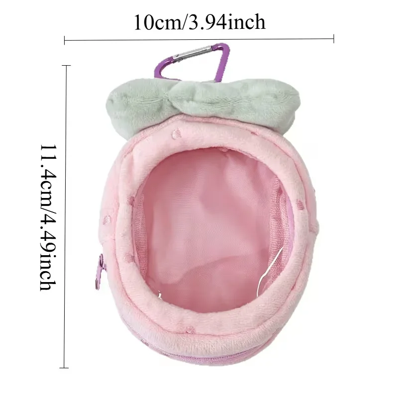 Strawberry Shape Ita Bag Mini Cute Coin Pouch Bag Cute Girl Transparent Keychain Plush Dot Storage Bag Doll Display Bag