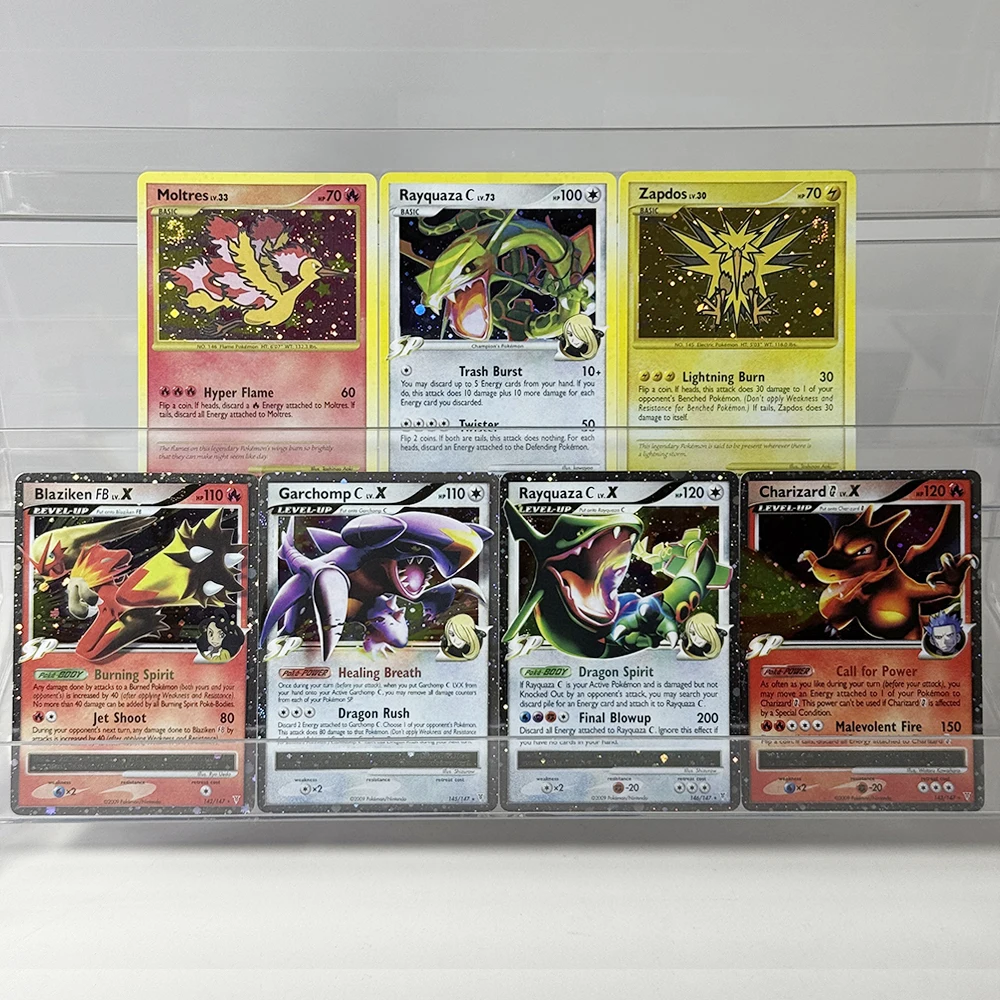 PKM English PTCG Supreme Victors Foil Proxy DIY Game Cards Blaziken FB/Charizard G/Garchomp C/Rayquaza C/LV.X Moltres/Zapdos/ LV