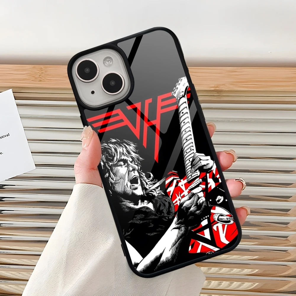 Eddie Van Halen Graphic Guitar Phone Case For Iphone 16 Pro 15 Pro Max 14 12 11 13 Mini 8 7 Plus X Xs XR PC+TPU Design Cover