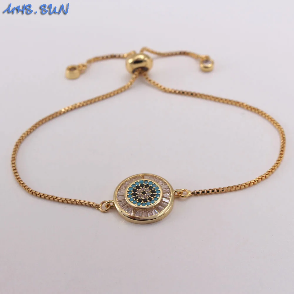 MHS.SUN Fashion AAA Zircon Jewelry Women Bangle Charming Gold/Silver Color Chain Bracelets For Party Girl Gift