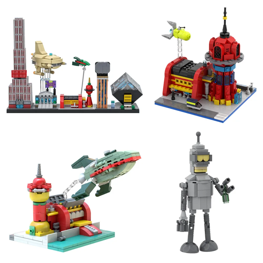 

MOC-174382 US Animation Futuramas Planet Express Building Blocks Model Futuramas Skyline Bricks City Spaceship DIY Assemble Toys