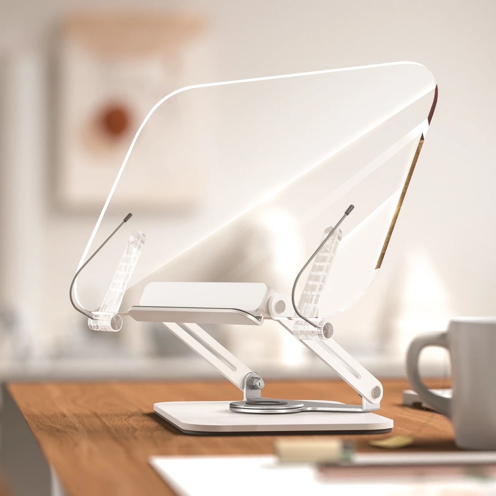 

【Новинка】Настольная подставка для книг Bisofice для чтения на 360° ° Вращающаяся основа, прозрачная акриловая панель и зажимы для страниц, держатель для книг