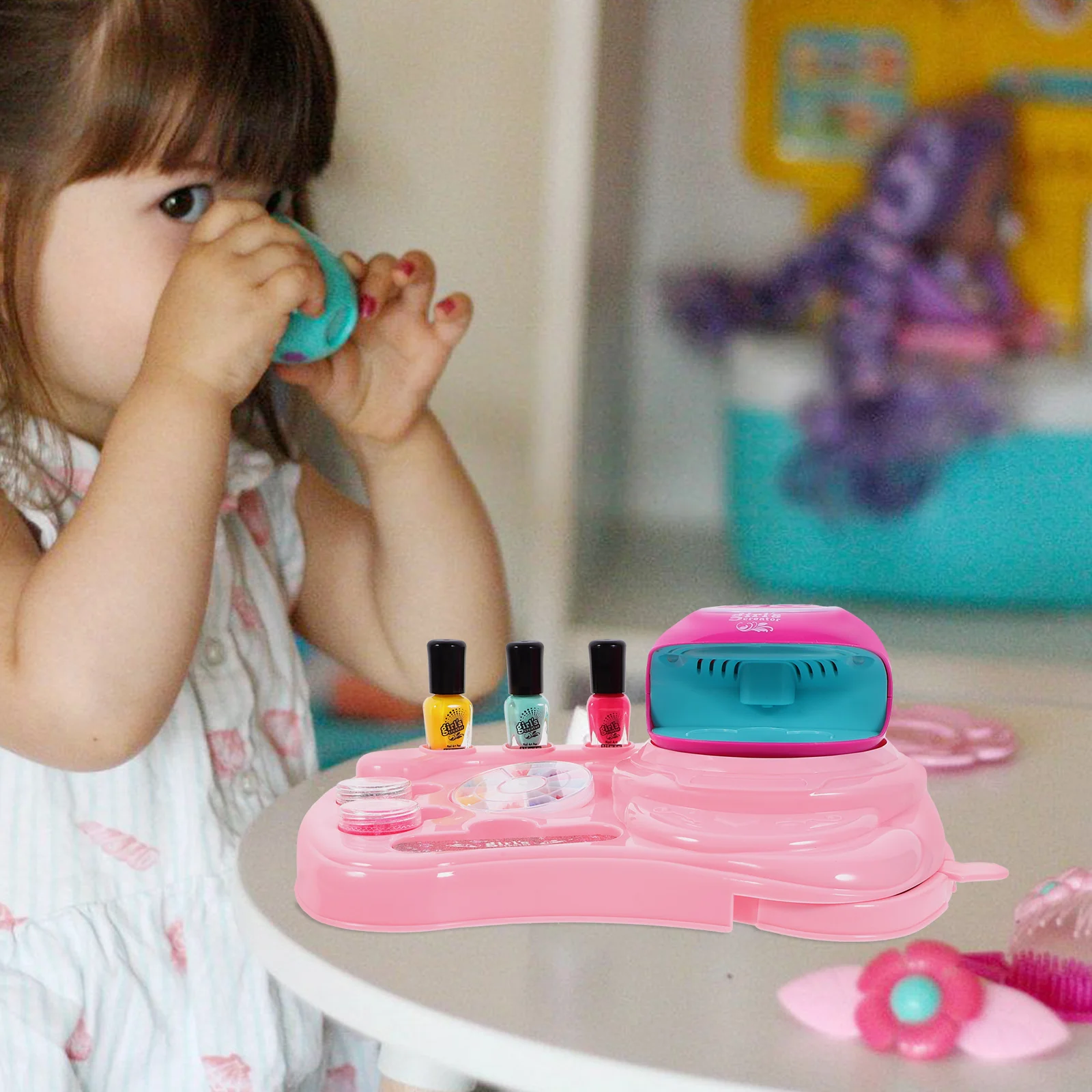 Conjunto de unhas kit de brinquedo para crianças separador de dedos secador engraçado maquiagem menina brinquedos