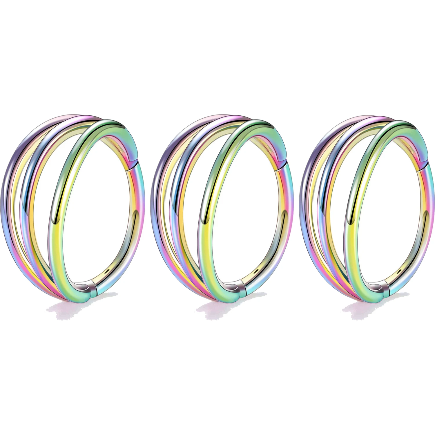 Triple Hoop Nose Ring in Stainless Steel