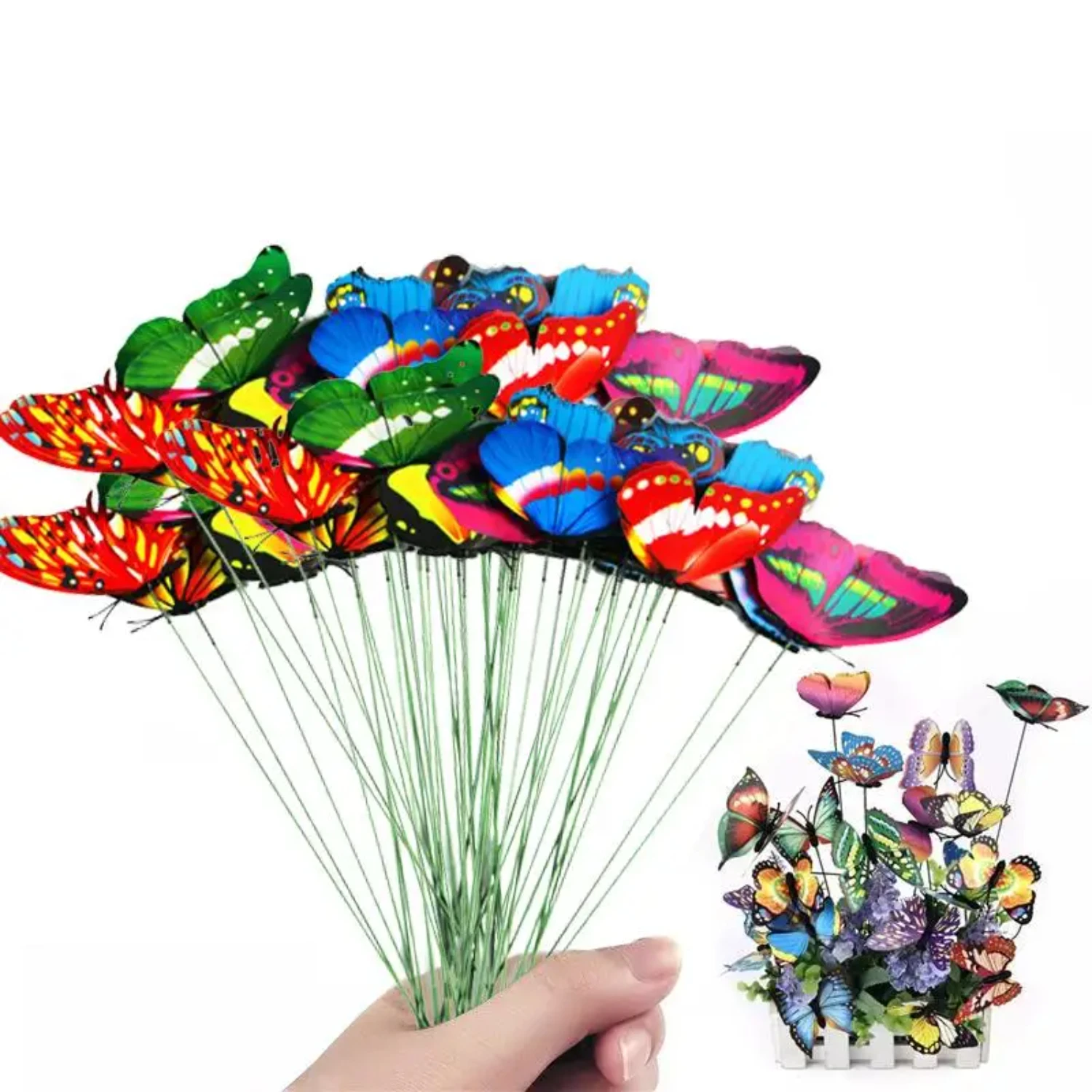 Colorful Whimsical Bunch Of Butterflies Garden Yard Planter Stakes for Outdoor Decor and Gardening Decoration