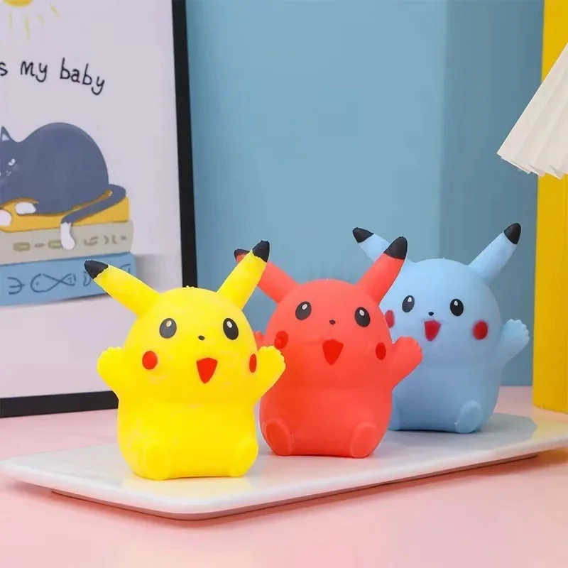 20PCS Pokemon Pikachu Stress Reliever Toy Figure Doll Squeeze Toy Cartoon Antistress Finfertip Sensory Decompression Toy for Kid