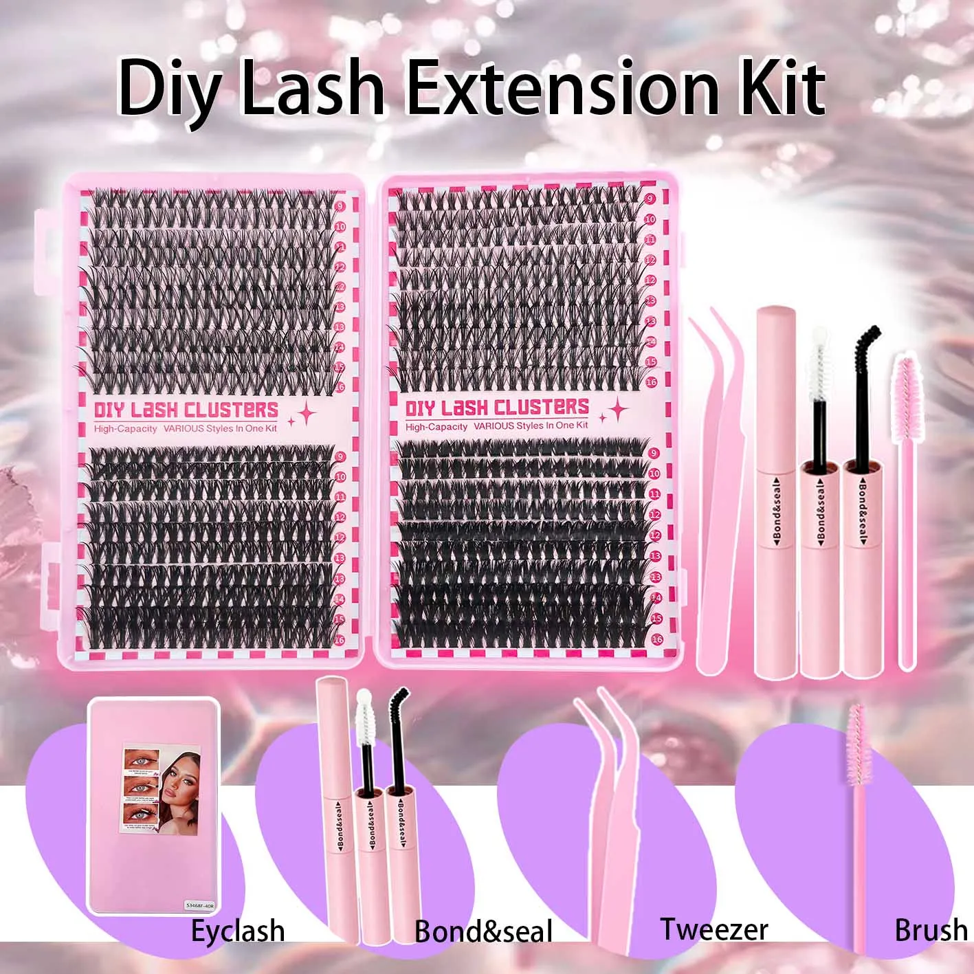 [Multi-size Eyelashes]  790 Cluster Eylash Extension Kit High Capacity Fluffy Lash Clusters Makeup Tools