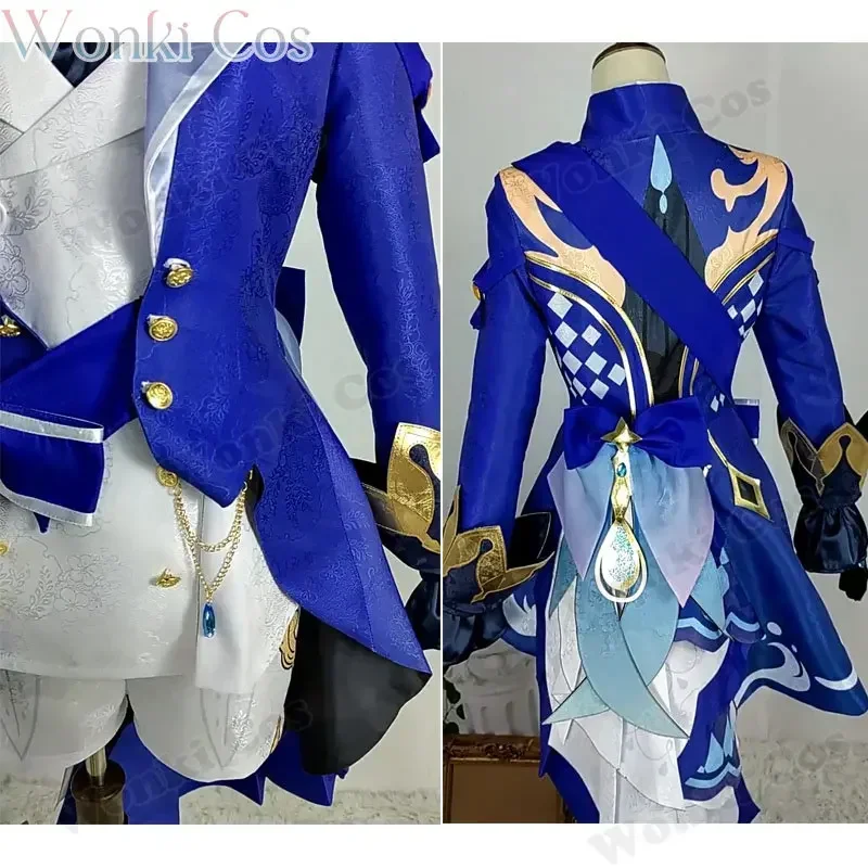 Furina Cosplay Costume with Hat Full Set Impact Fontaine Hydro Archon Focalors Cosplay Wig White Costumes with Hat Furina Shoes