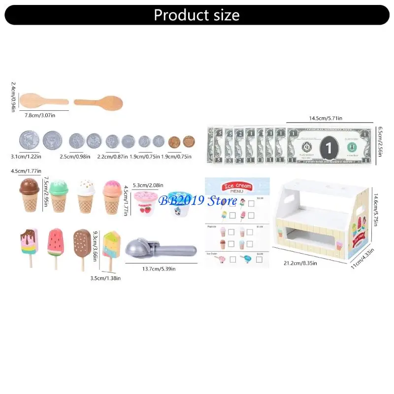 Q0KB Ice Cream Shop Playset per bambini Attività gioco immaginativo interattivo
