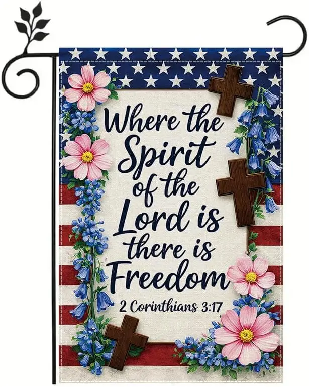 Christian Patriotic Garden Flag Bible Verse Cross Outdoor Garden Flag Double Sided Durable Polyester Weather Resistant Fade  jaa