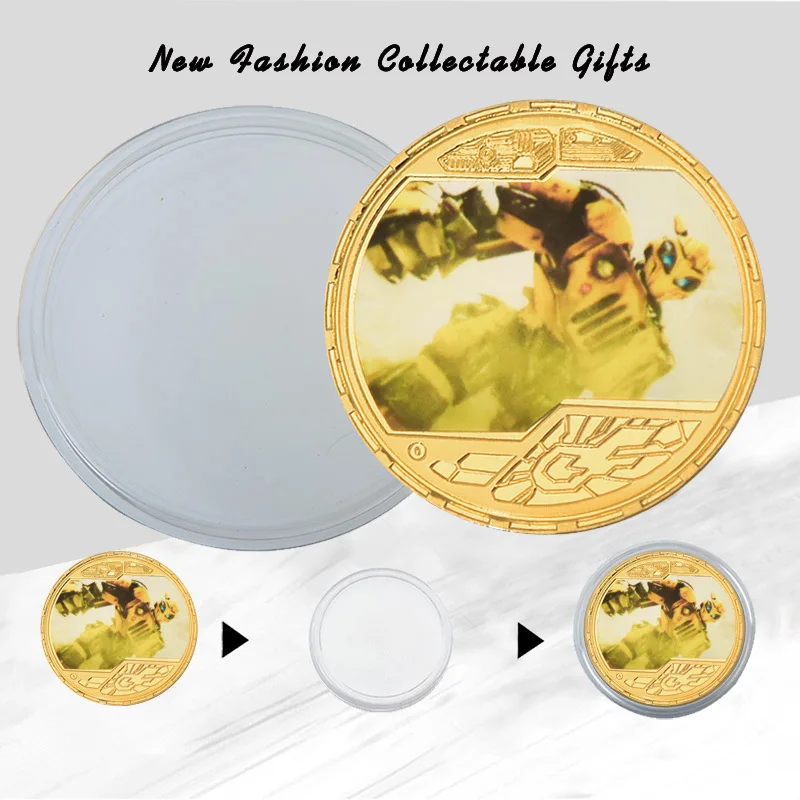 5 szt. Monety Pamiątkowe Transformacje Optimus Bumblebee Anime Kreatywne Gadżety Pamiątkowe Monety Pozłacane Odlewane Prezenty