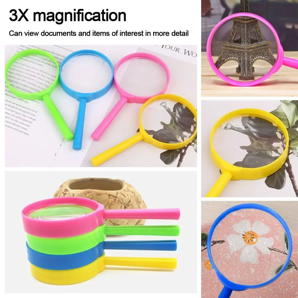 4Pcs Teaching Supplies For Kids Plastic Stand Toy Gift Reading Loupe Lens High-Grade Magnifying Glass Magnifier