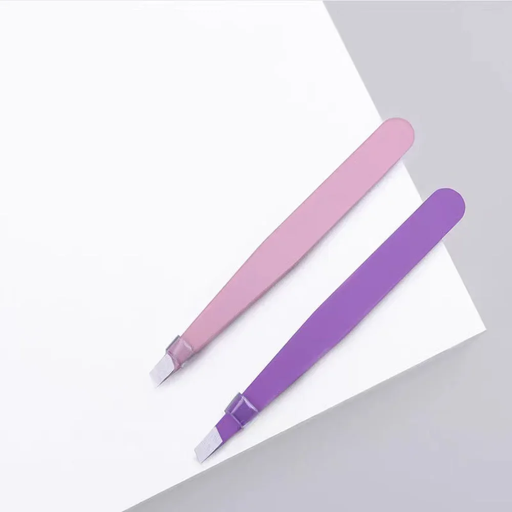 コーティングカラープロフェッショナル斜め眉毛トリミングピンセット