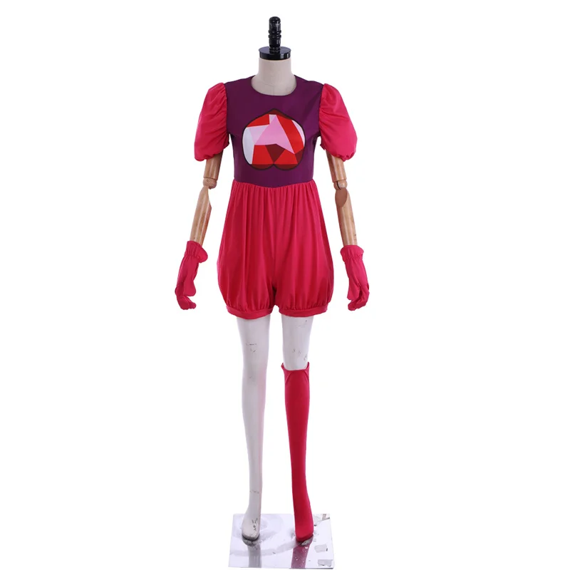 Anime Steven Universe Spinel Gem Cosplay Costume Girls Women Red Purple Jumpsuit Gloves Socks Suit Halloween Costume Custom