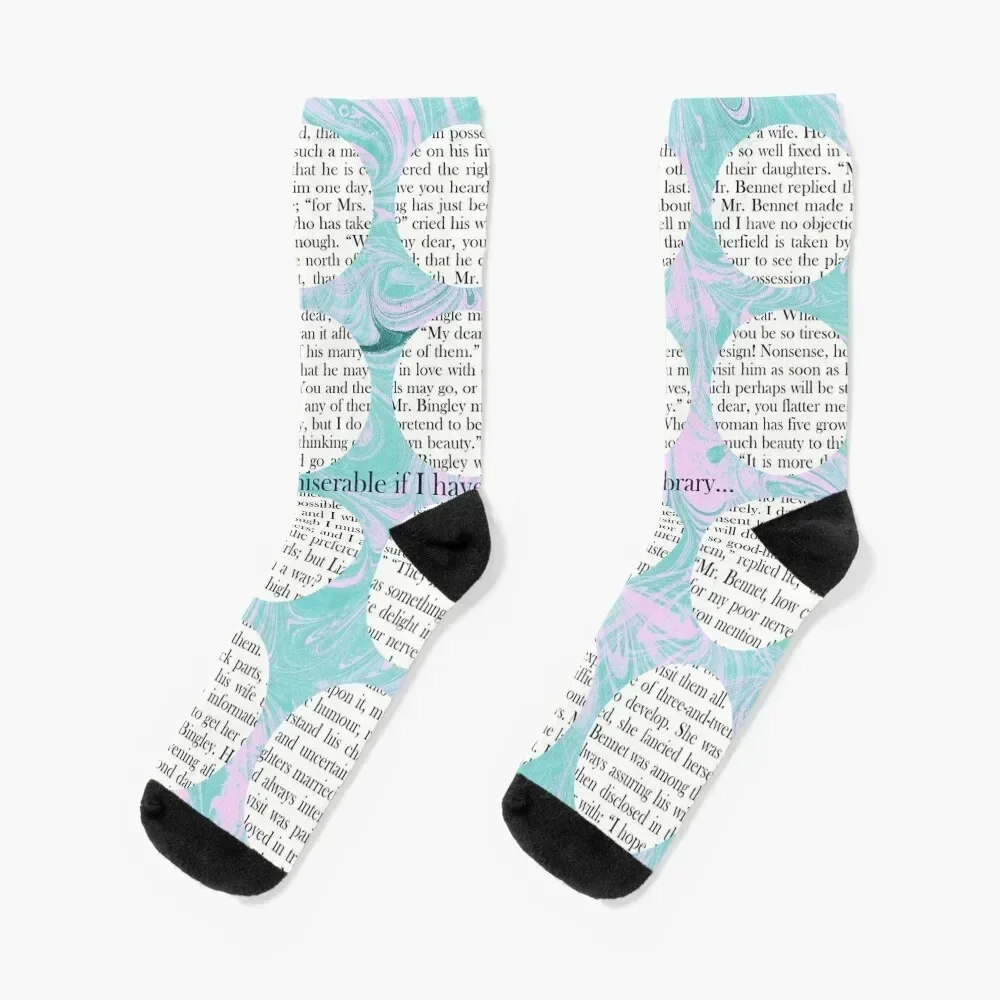 Jane Austen Pride and Prejudice : I shall be miserable if I have not an excellent library Socks gifts Socks Men Women's