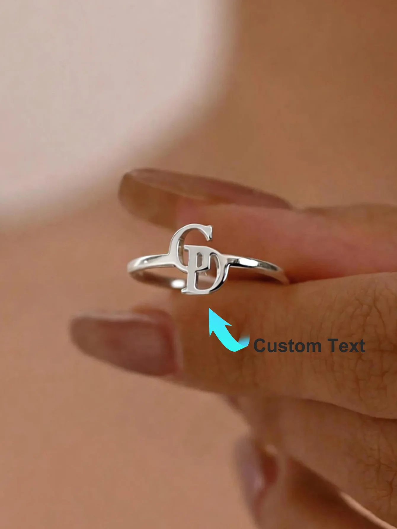 Initials Custom Ring Custom Two Letter Personalized Ring for Women Couple Rings Skinny Letter Ring Mothers Ring Christmas Gifts