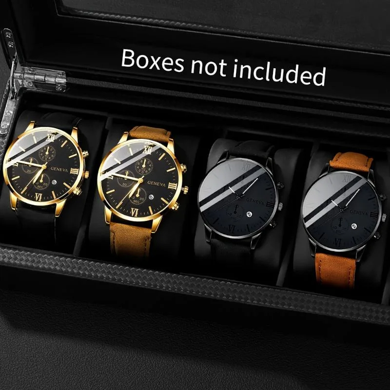 スチールバンドクォーツ腕時計セット　三つ目ブルーライトガラス　ビジネススタイル