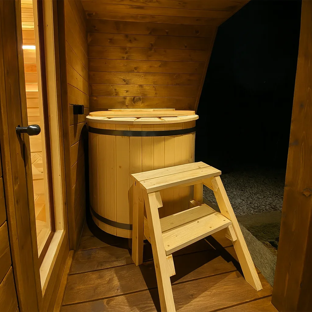 Outdoor family sauna and outdoor cold plug ice bath combination unit cold plug tub/cube sauna accessories modern design optional
