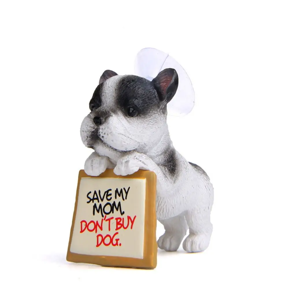 French Bulldog Figurines Creative Phone Holder Dog Sucker Design Miniatures Ornaments Mobile Phone Stand Figure Model Desk Decor