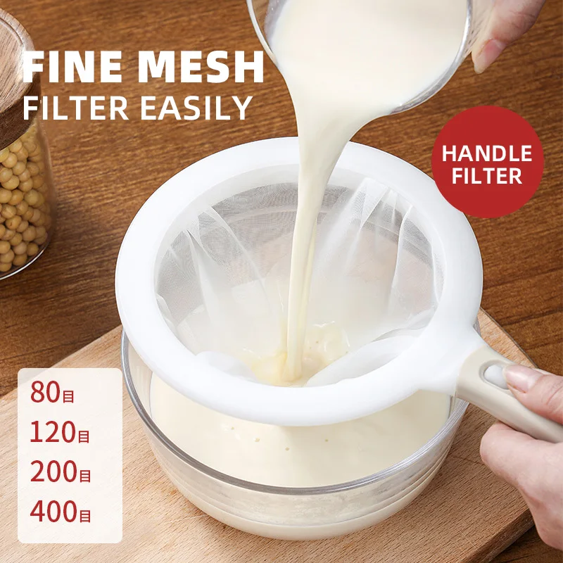 

80/120/200/400 Mesh Kitchen Ultra-fine Mesh Strainer Kitchen Nylon Mesh Filter Spoon for Suitable for Soy Milk Coffee Milk