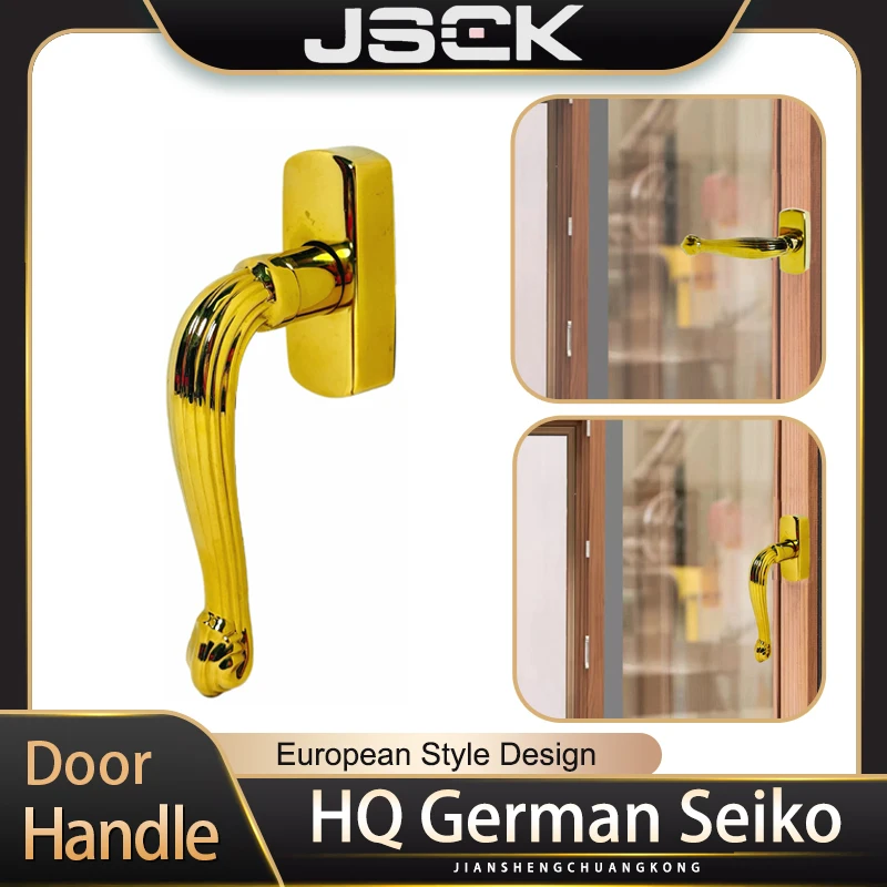 Vintage Copper Casement Window Handle Gold Finish 43mm Hole Spacing Replacement Lever for Aluminum Windows Hardware