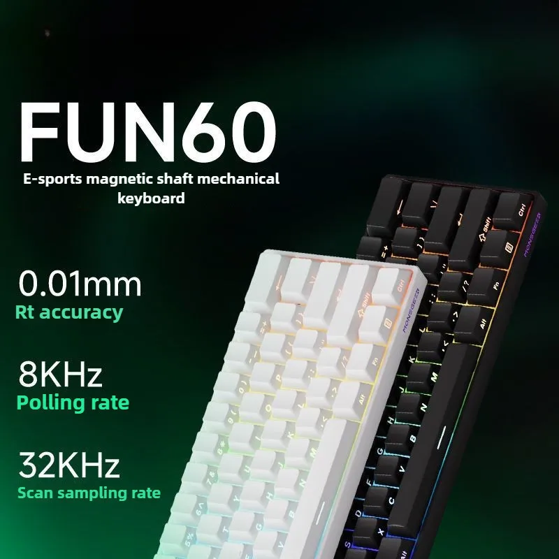 FUN60 Max RGB игровая клавиатура с магнитным переключателем, быстрый триггер, механическая клавиатура 8K для игры и подарка