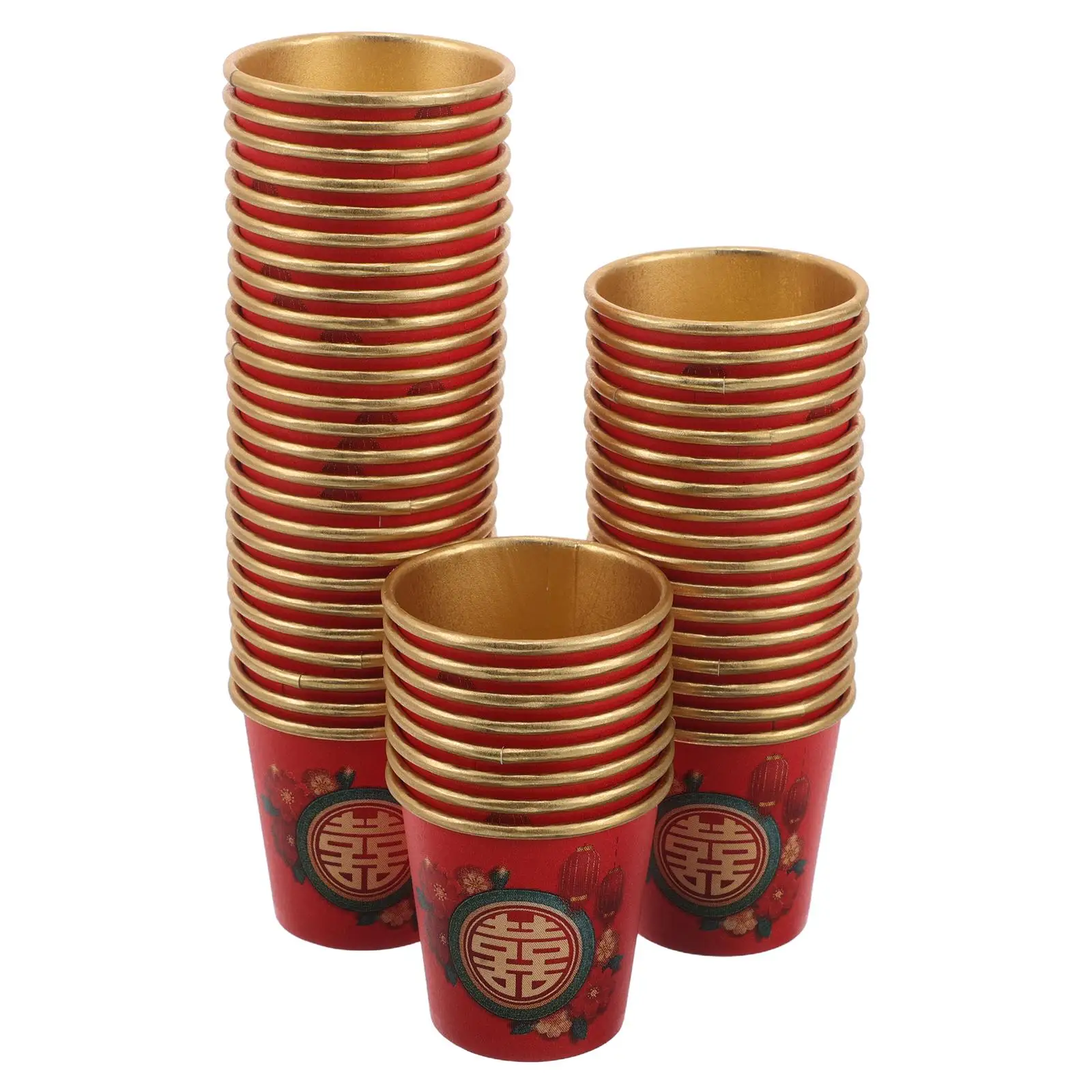 

50 Pcs Red Paper Cups Disposable Mini Drinking Glasses Wedding Party Decorations Kitchen Bar Supplies