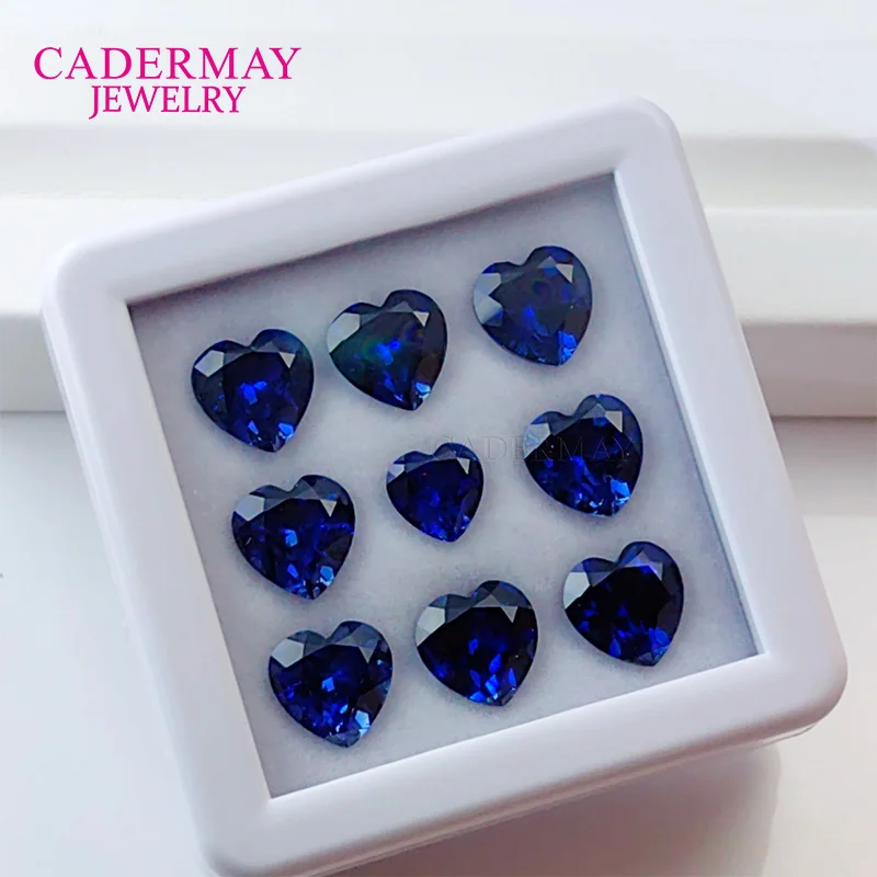 الأزرق الداكن مختبر نمت الياقوت المدخلات 4 مللي متر-14 مللي متر القلب قطع الملكي الأزرق الياقوت الاصطناعية أحجار كريمة مفكوكة لصنع المجوهرات #2